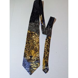 1996 rainforest cafe tie Eyes of Warning Leopard Silk Necktie Simon Combes